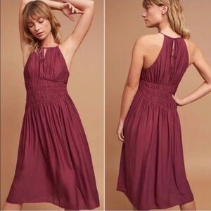 NWT ANTHROPOLOGIE Smocked Halter Midi Dress Size 12